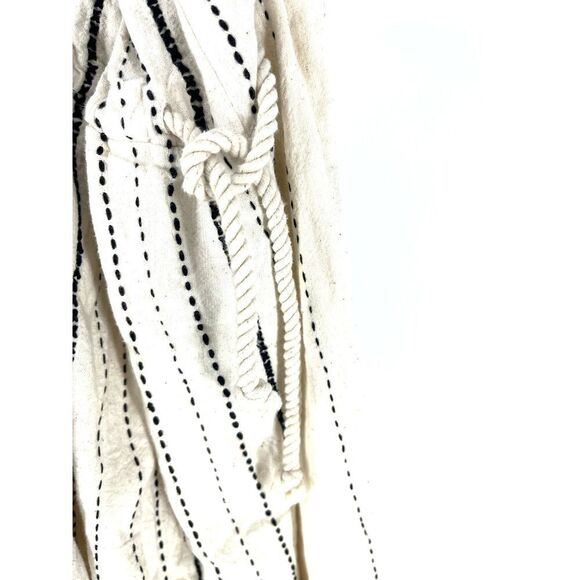 NyMane Dress Size Medium Natural Cream Lea Stripe Black Undyed Kala Cotton Midi - Picture 7 of 8
